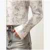 Floral Print Stand Collar Blazer Coat Women Asymmetric Placket Chest Pocket Padded Shoulder Outwear Long Sleeve Suit Jacket