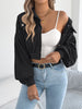 Corduroy Shacket for Women Fall Winter Short Lapel Jacket Long Sleeve with Mock Pockets & Single Button Casual Outerwear