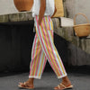 Women's Trousers Vertical Striped Drawstring Elastic Waist Pocket Street Versatile Casual Pants
