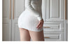 Women Transparent Sexy See Through Mini Dress Korean Outdoor Expose White Sheer Slim Fit Above Knee Longsleeve Crop Skirts