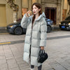 Winter Down Cotton Coat Women Long Windproof Warm Long Sleeve Hooded Jacket Solid Color Slim Lady Parkas Overcoat Female