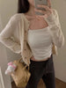 Autumn Long Sleeve Women Elegant Cardigan Sweater Slim Fit Solid Color O-neck Knitted Top Short Coat