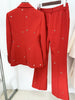 High Street FW Designer Runway Suit Set Ladies Slim Fit Single Button Rivet Gromet Blazer Jacket Pants Suit