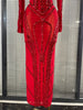 Sparkly Crystal Women Long Sleeve Sexy Mesh See Through Bodycon Long Dress Bar Singer Celebrate Performance Costumes Stage Wear