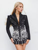 Temperament Spliced Diamonds Dress For Women Lapel Long Sleeve High Waist Patchwork Sequins Chic Dresses Female