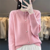 2026Knitted Sweater Autumn/Winter Cardigan Short Jacket Loose Top Women's Lazy Style Round Neck Star Button Knitted Sweater