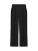 Women's Black Blazer Pants Set With Feather Cuffs Lapel Long Sleeve Button Jacket Wide Leg Pants Lady Chic Outfits