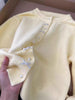 Women's Sweater Gentle Style Long Sleeve Pearl Button Top Spring Autumn O-Neck Sweet Bow Yellow Knitted Cardigan Coat