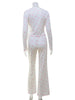 Flower Prints Button Long Sleeve O Neck Pajams Women Sets Sheath Casual 2-Pieces(Tops+Pants) Female Elastic Suits