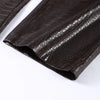 Leather Women's Pants Sets Chic Laple Single Breasted Long Sleeve Jackets Elastic Waist Straight Pants Suit Lady Outfits