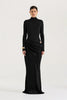 Autumn Long Sleeve Sexy Maxi Dress Women Hollow Out Turtleneck Ruched Bodycon Club Party Long Dresses Female