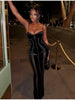 Women Black Velvet Sheer Maxi Dress Sexy Chic Mesh Patchwork Off-shoulder Waist Cinching Slim Maxi Dresses Club Party Gowns
