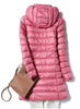 Outerwear Winter Women Korean Slim Remove Hooded Parka Down Jackets Long Light Thin Coat Puffer Jacket