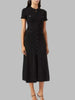 French Style Knitted Long Dress round Neck Hollow out Wooden Edge Skirt Elegant Autumn Women's One Piece Dress
