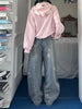 Women's Star Print Wide Leg Jeans Spring Autumn American Style Loose Baggy Tapered Trousers Casual Streetwear Denim Pants