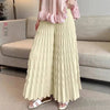 Pleated Elastic Waist Women's Wide Leg Pants Chic Elegant Design Handmade Pleated Stretch Loose Long Pants 2DB3646