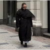 Winter Solid Women's Long Down Jacket Shawl Belt Decor Stand Collar Zipper Full Sleeve Cotton Padded Coat Lady Warm Jacket
