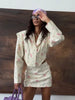 Floral Print Blazer Women's Skirt Set Elegant Cropped Jacket Mini Skirt Two Piece Set Spring Business Casual Outfit