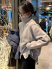 Autumn and Winter Zipper Cashmere Sweater Women Cardigan Lapel Sweater Coat Lazy Wind Loose