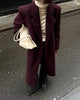 Elegant Women's Woolen Overcoat Solid Lapel Double Breasted Full Sleeve Long Coat Autumn Winter Lady Outwear