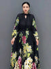 Printed Dress For Women O-neck Draped Lace Up Waist A-line Casual Vestido Robe Female Autumn 5R5279