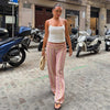 Colorful Striped Jeans Women's Long Pants Female High Street Low-waisted Pockets Denim Trousers Women's Holiday Outwear