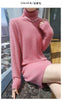 Selling 100% Mink Cashmere Knitted Women's High Neck Pullover Dress Sweater Slim Fit Solid Color Long Women's Dress