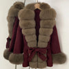 Real Fur Wool Jacket Reality Fur Jacket Women Natural Fox Fur Cuffs Winter Clothing Female Elegant with Belt Woolen Coat