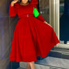 Autumn Stylish Women Evening Party Dress Long Puff Sleeve Elegant Pleated A-Line Gowns Birthday Wedding Celebrate Robes