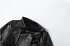 Crop Jacket Women PU Fall Wild Deep V-Neck Elegant Belt Buckle Zip Full Sleeve Streetwear Office Classic Coat