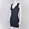 Sexy Plunge V Bandage Dress Stripes Slim Bodyocn Mini Party Celebrity Evening Dress Elastic Knitted Vestidos