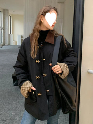 Y2k Long Sleeve Thicked Warm Jacket Tops Vintage Corduroy Cotton Coat Women Spring and Autumn Lapel Neck Jackets