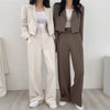 Suit Coat 2 Piece Set Women Blazer Jacket Straight Pants Ensemble Single Breasted Turn Down Collar Trousers Office Lady Outfits