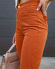 Corduroy Casual Trousers Women Autumn Winter Solid High-waist Flare Pants Lady Slim Black Gray Khaki Orange Long Pants