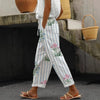 Women's Trousers Vertical Striped Drawstring Elastic Waist Pocket Street Versatile Casual Pants