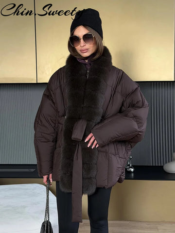 Vintage Faux Fur Patchwork Women Thicken Coat Long Sleeve Belt V-neck Female Outwear Winter Lady Streetwear
