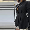 Elegant Ruffle Women's Coats Hollow-out V-neck Full Sleeve Waist-cinching Pleated Jackets Spring Autumn Daliy Outwears