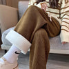 Autumn Winter Loose All-match Corduroy Pants Elastic Waist Solid Fleece Casual Straight Pants Vintage Women Clothing