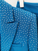 High Street S/S Career Designer Suit Set Women's Elegant Single Button Diamonds Beaded Blazer Pants Suit
