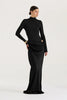 Autumn Long Sleeve Sexy Maxi Dress Women Hollow Out Turtleneck Ruched Bodycon Club Party Long Dresses Female