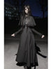 Gothic Y2K Lace Patchwork Black Midi Dress Women Japanese Splicing Lace Up Long Dress Sweet Lolita Bow Witch Anna Vestidos Mujer