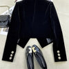 Velvet Double Breasted Shirt With A Slimming And Versatile Style Suitable For Short Stature Short Suit Jacket Women