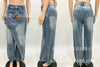 Washed Patchwork Baggy Jeans Irregular Asymmetric Wrap Front Denim Pants Women Cuffed Ankle Wide‑Leg Casual Denim Trousers
