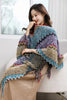 Ethnic Style Cape Oversized Sweater Jacket Women Loose Patchwork Warm Long Scarf Knitted Cardigan Woman
