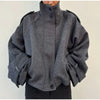Chic Turtleneck Coats Women Stand Neck Full Sleeve Zipper Button Pocket Loose Jackets Autumn Female Daily Casual Outerwear