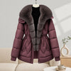 Parkas Women Down Cotton Jacket Winter Coat Large Fur Collar Warm Mid Long Cotton Padded Jacket Female Outerwear Overcoat