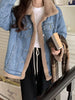 Add Velvet Padded Warm Denim Jacket Female Winter Long Sleeve Short Coat Lamb Cashmere Cotton-padded Jacket Female