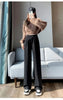 Brown Woolen Suit Pants for Women in Autumn and Winter Narrow Version Straight Wide-leg Pants with Drape