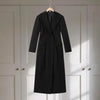 Elegant Women's Woolen Coat Black Single-Button Stand Collar Slim Lady Long Coats Autumn Winter Chic Female Streetwear