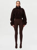 Women Cropped Teddy Fleece Jacket Half Zip High Neck Long Cuff Sleeve Loose Casual Autumn Winter Fuzzy Warm Outerwear